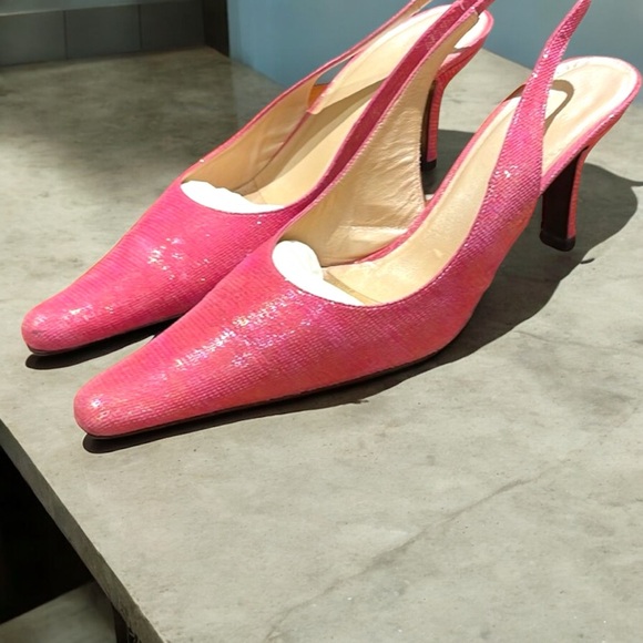 Paul Melian Made in Spain Women’s Cleo Fuchsia Leather Closed Toe Slingback Heel - Picture 7 of 16